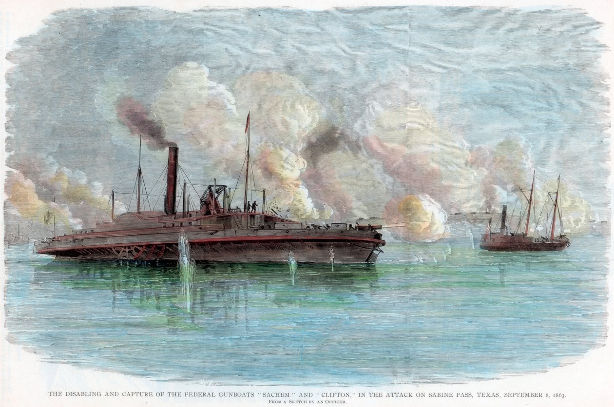 A texasi Sabine Pass elleni támadás, amerikai polgárháború, 1863. szeptember 8 alkotó: Unbekannt