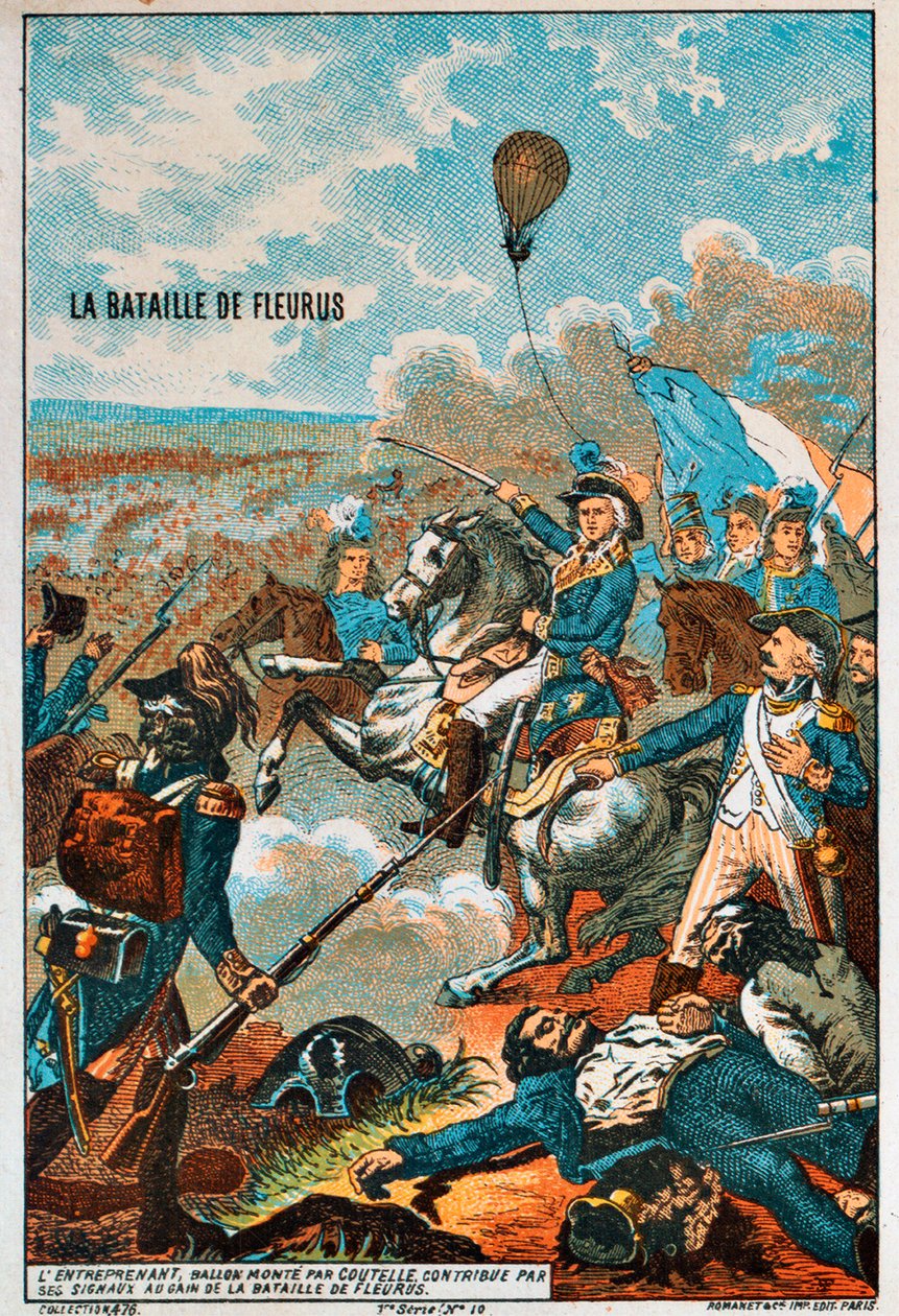 Az Entreprenant léggömb, amelyet Coutelle repült a fleurusi csatában, 1794 1890-es évek alkotó: Unbekannt