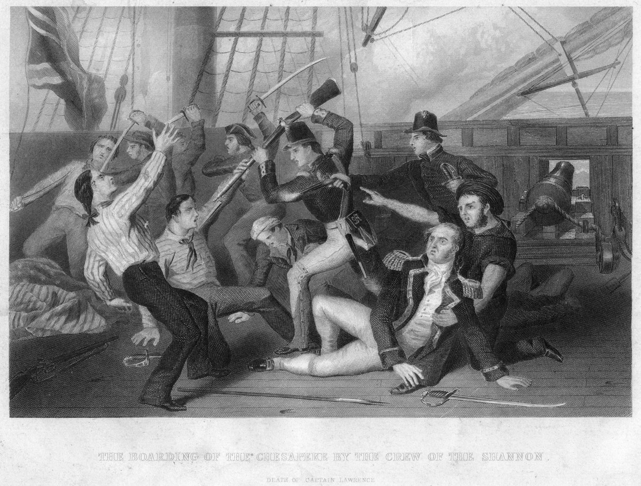 A HMS Chesapeke beszállása a HMS Shannon legénysége által, 1813 alkotó: Unbekannt