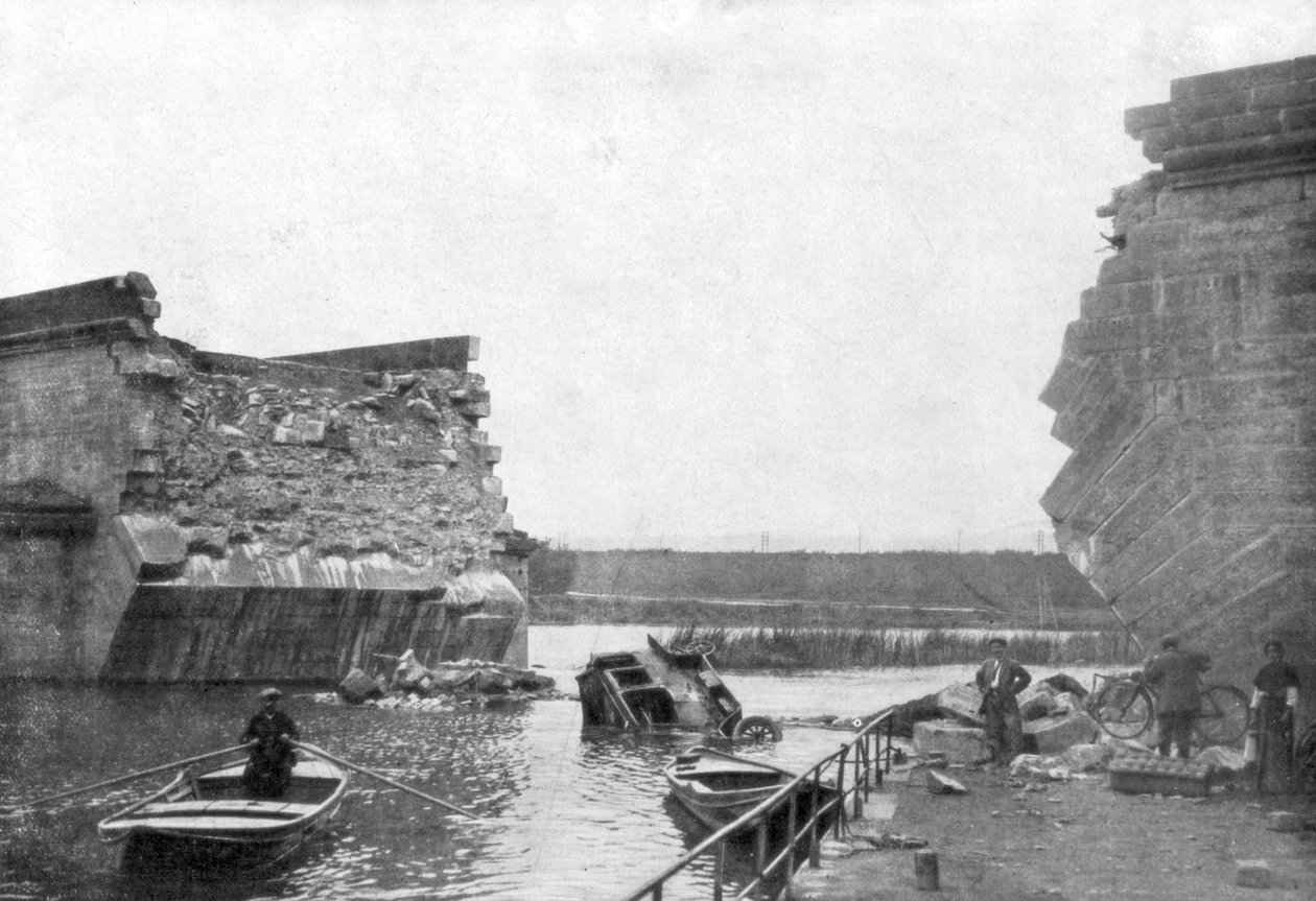 A trilporti híd, 1. marne-i csata, Franciaország, 1914. szeptember 5-12. alkotó: Unbekannt