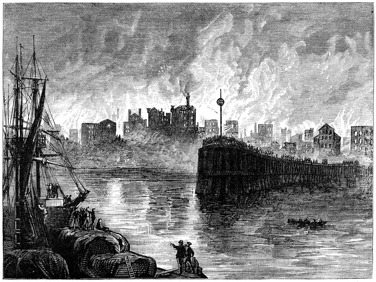Chicago felgyújtása, Illinois, USA, 1871 c1880 alkotó: Unbekannt