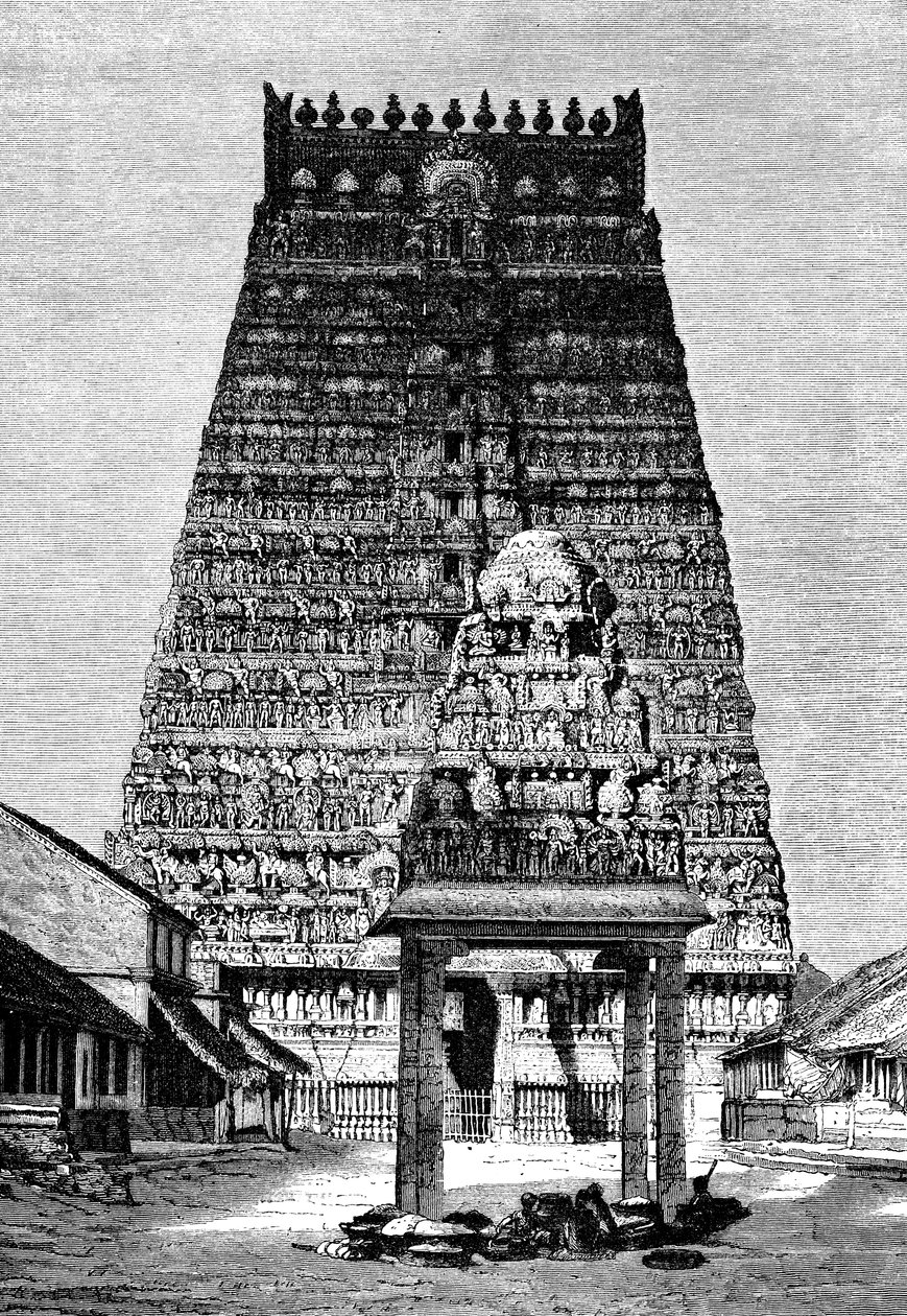 A Kumbakonam-i templom fő gopurája, India, 1895 alkotó: Unbekannt