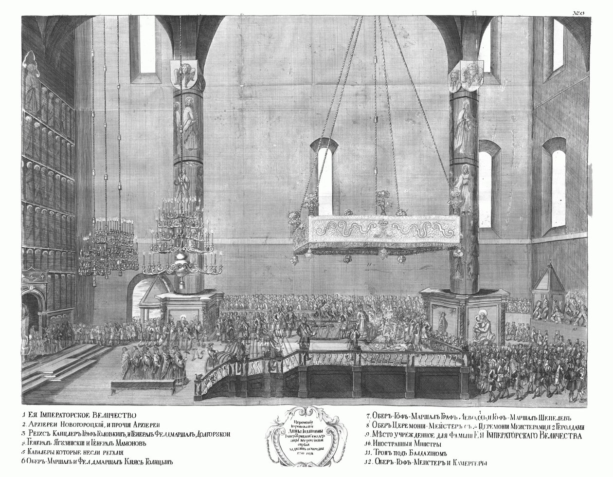Anna Ioannovna megkoronázása 1730. április 30-án, 1730. alkotó: Unbekannt