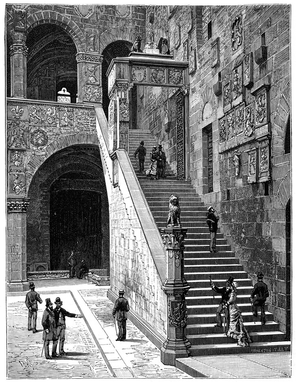 A Bargello udvara, Firenze, Olaszország, 1882 alkotó: Unbekannt