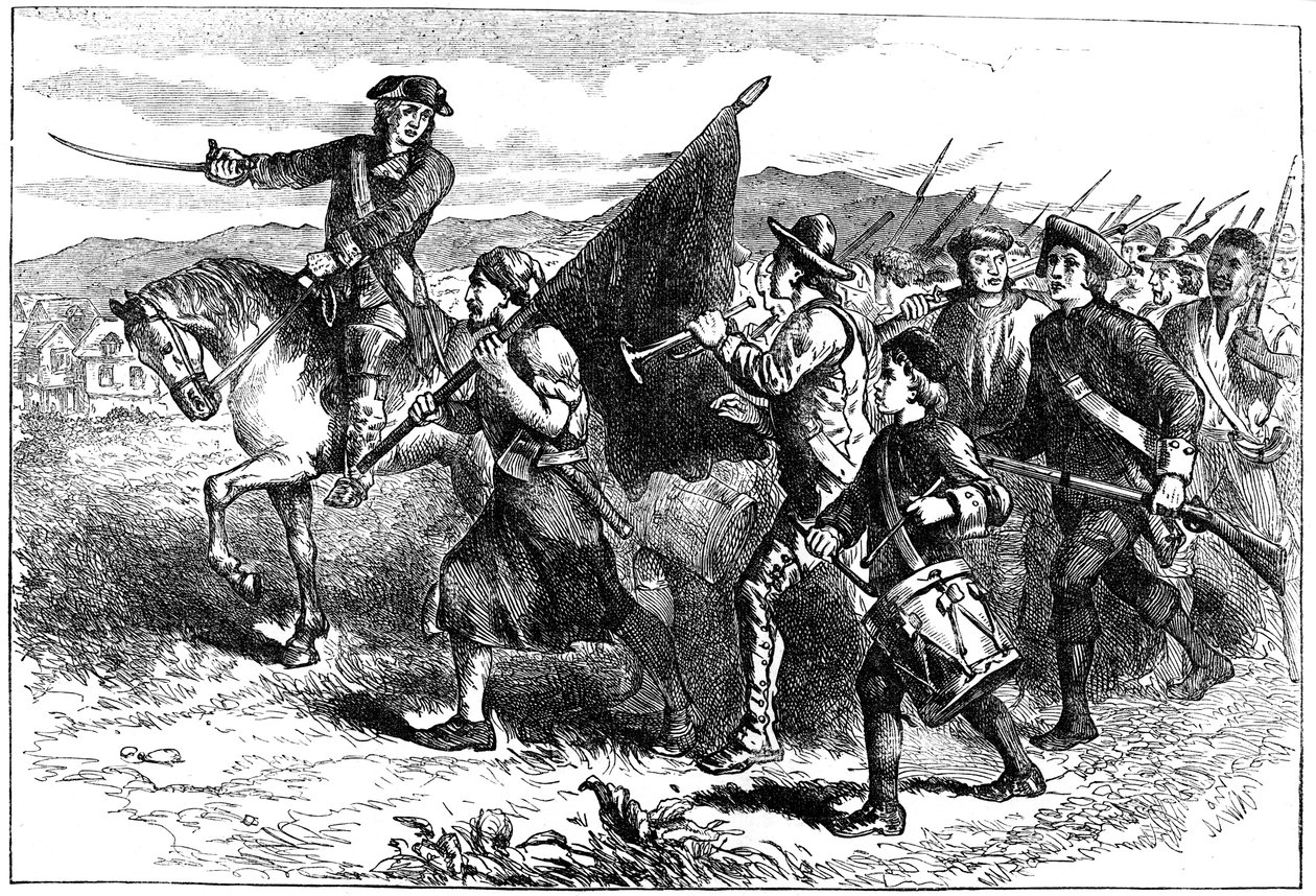 A tömeg Springfieldben a fekete zászlóval, c1776-1781 c1880 alkotó: Unbekannt