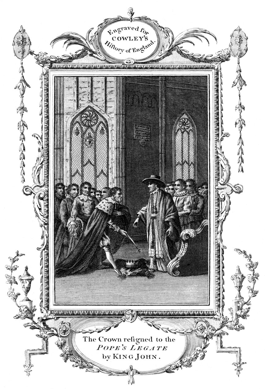 A korona lemondott a pápai legátusról János király által 1167-1216, 1213 alkotó: Unbekannt