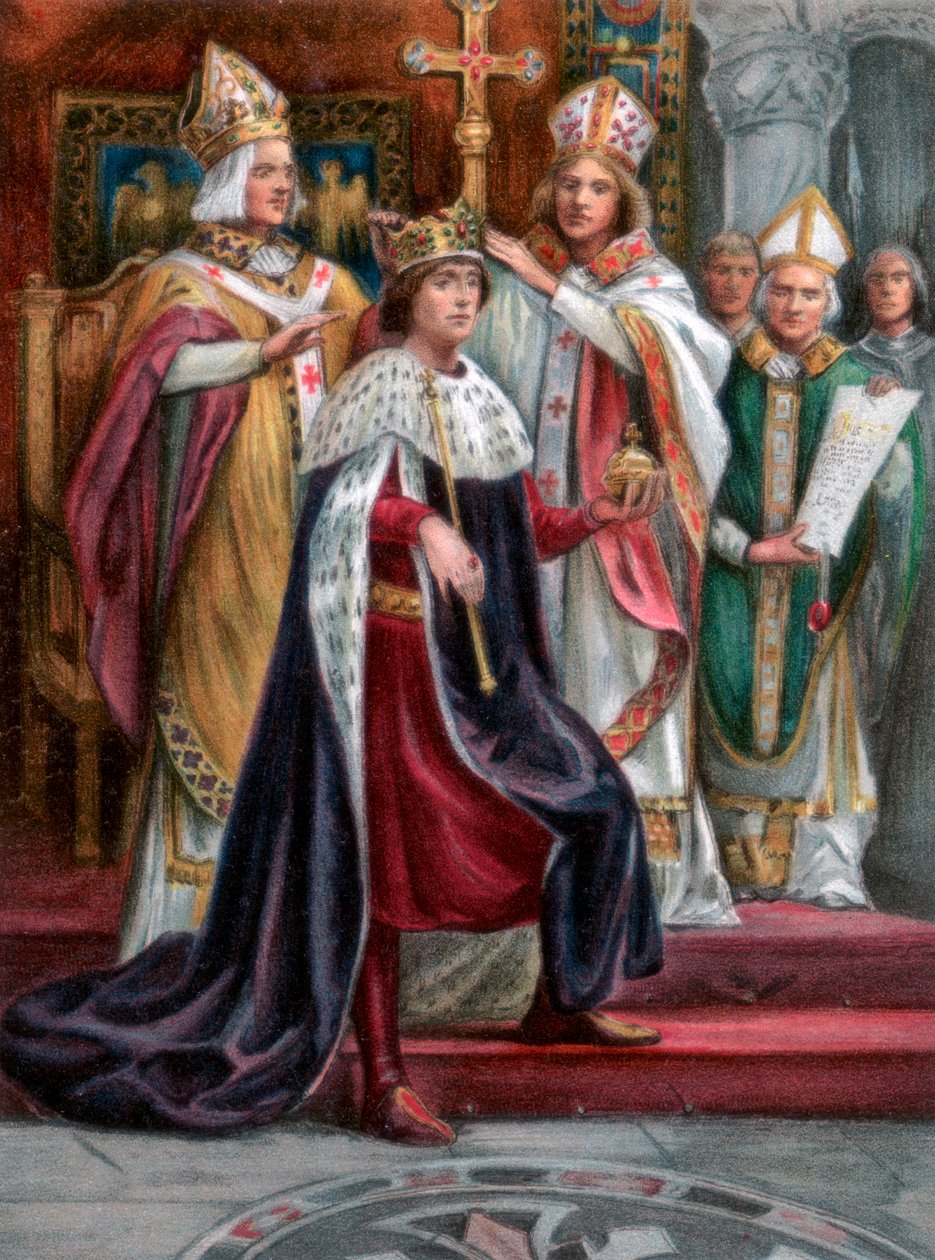I. Edward megkoronázása, Westminster, 1274. augusztus 19., 1902 alkotó: Unbekannt