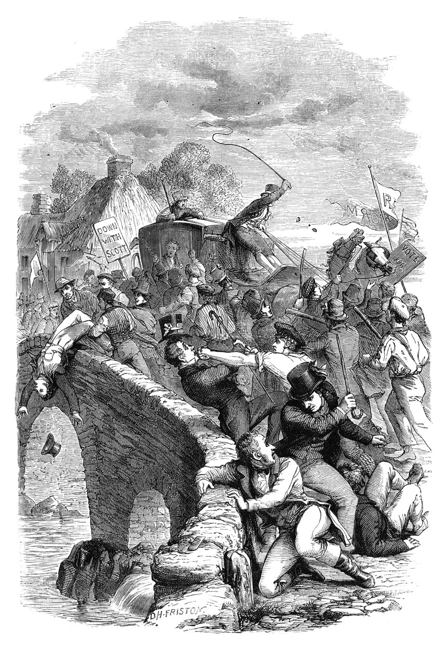 A választási zavargás Hawicknál, Skót határok, 1837 c1895 alkotó: Unbekannt