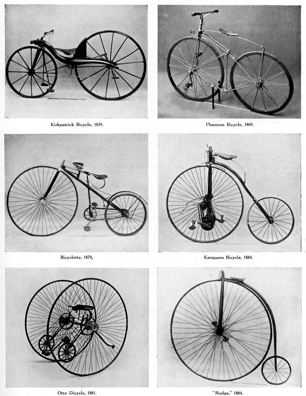 A kerékpár evolúciója, 19. század, 1920 körül alkotó: Unbekannt