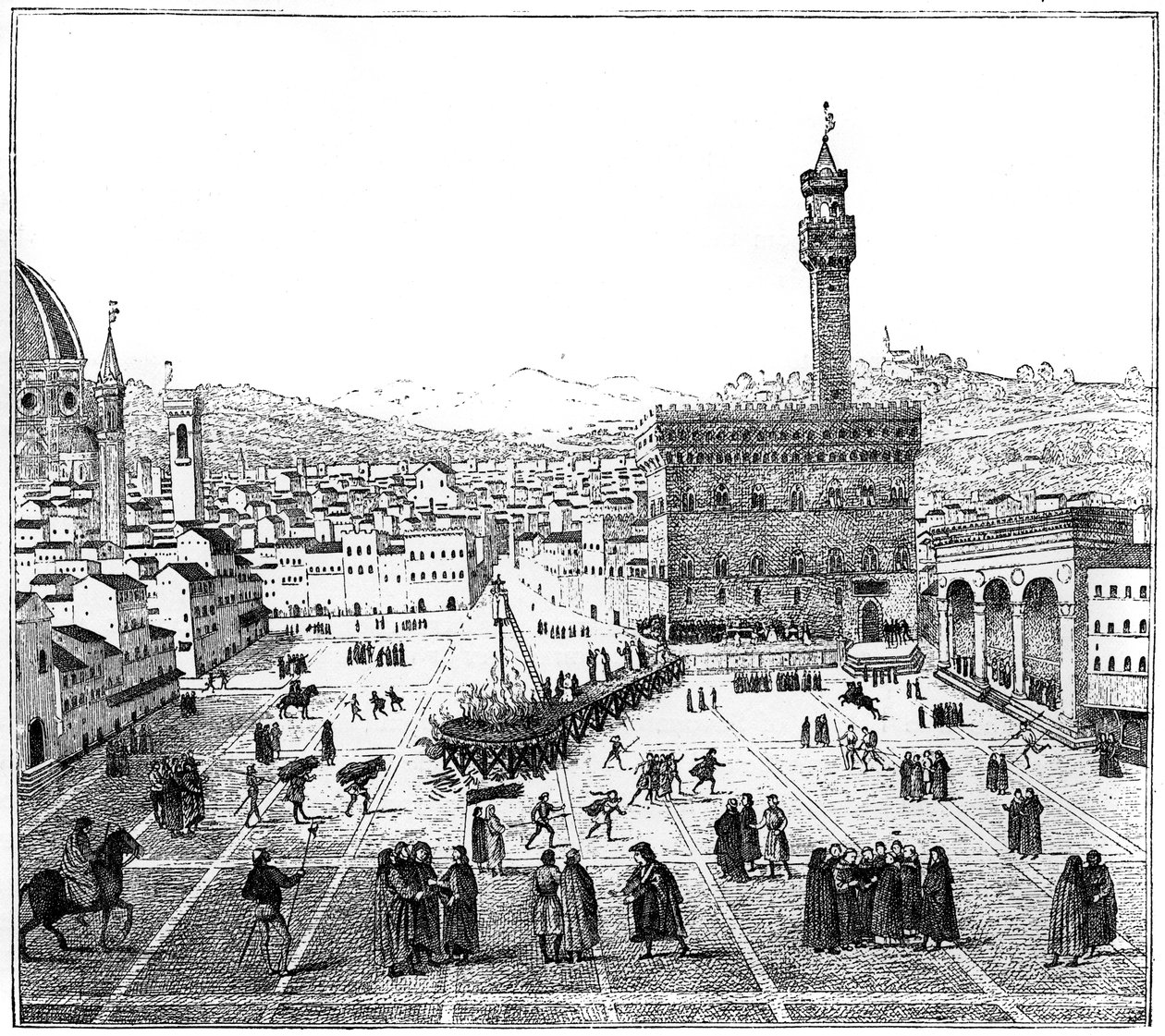 Girolamo Savonarola kivégzése a Piazza Della Signorián, Firenzében, 1882 alkotó: Unbekannt