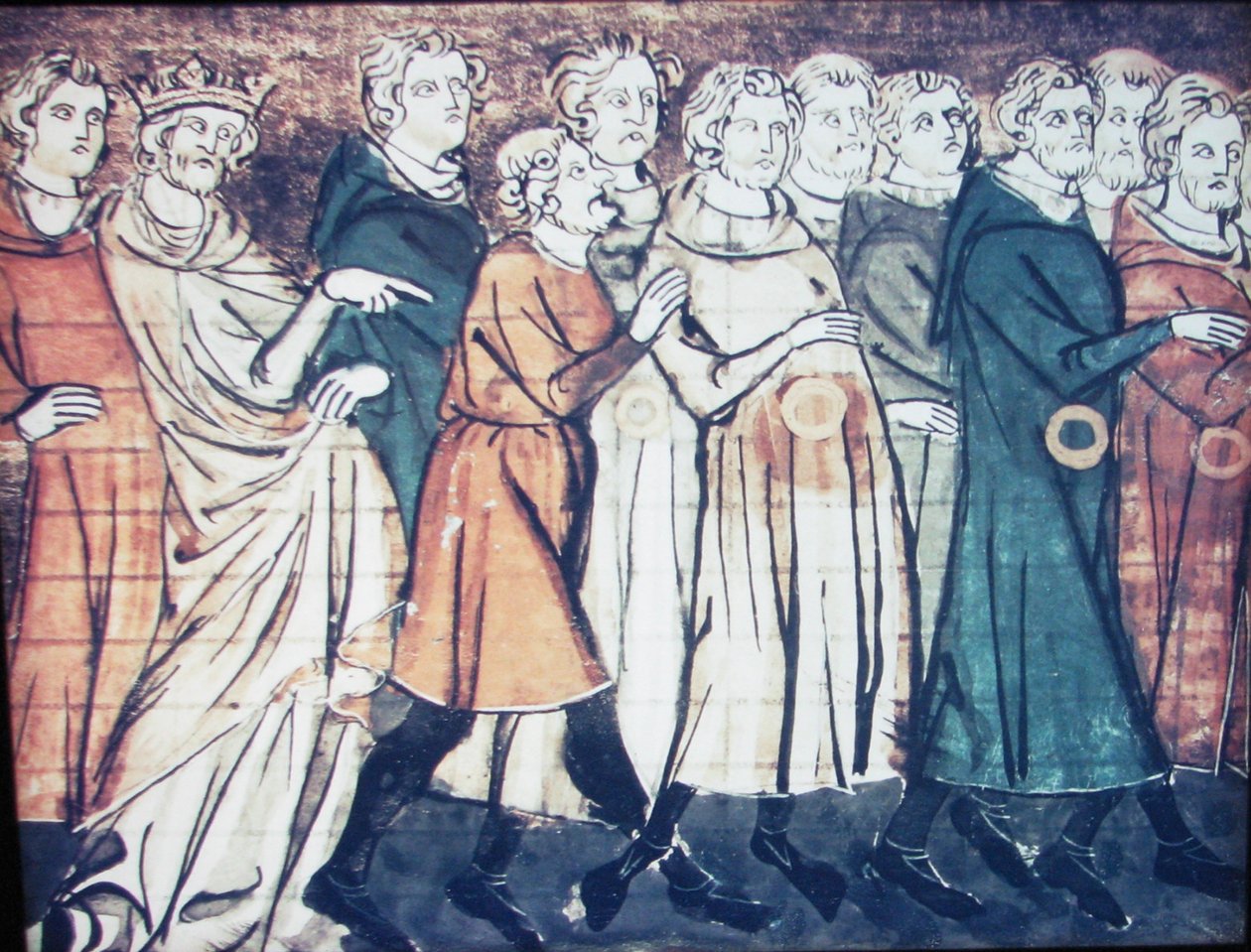 A zsidók kiűzése Franciaországból 1182-ben Miniatűr a Grandes Chroniques de France-ból, 1320-as évek alkotó: Unbekannt