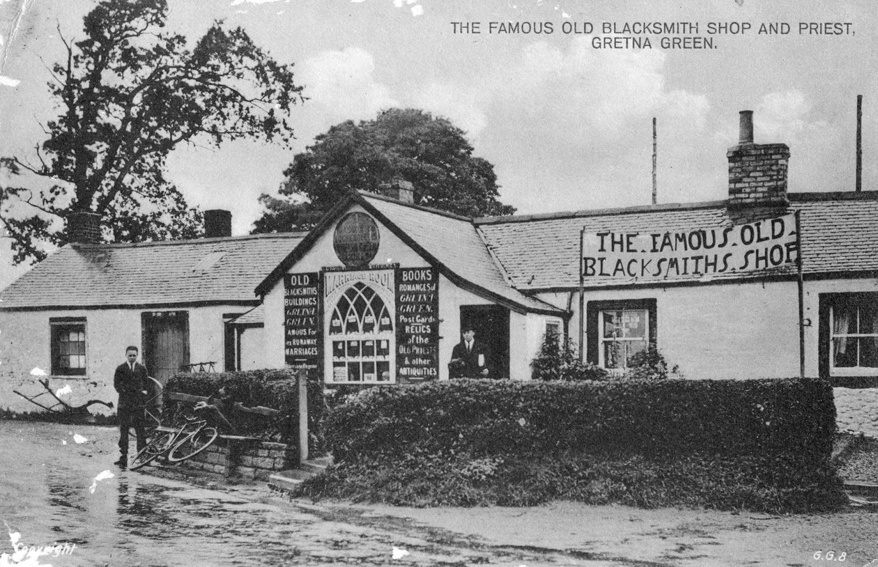 A híres régi kovácsműhely, Gretna Green, Dumfriesshire, Skócia, XX. század alkotó: Unbekannt