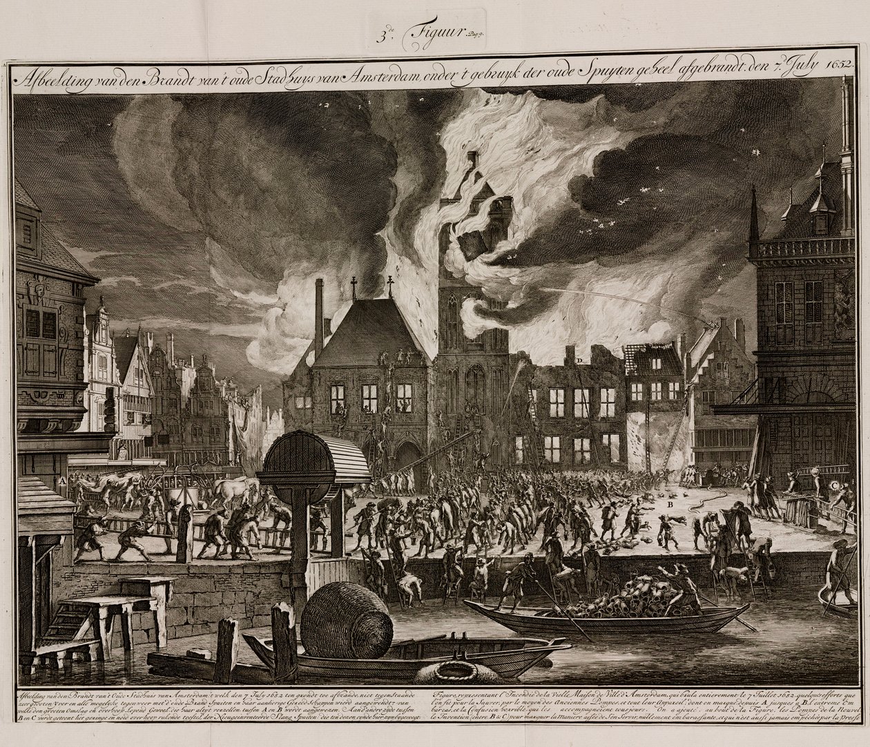 Tűz Amszterdam régi városházán, Hollandiában, 1652. július 7-én alkotó: Unbekannt