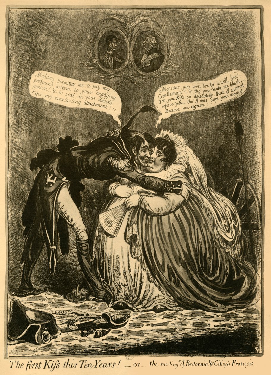 Az első csók ebben a tíz évben! - vagy - Britannia & Citizen François találkozója, 1803, 1921. alkotó: Unbekannt