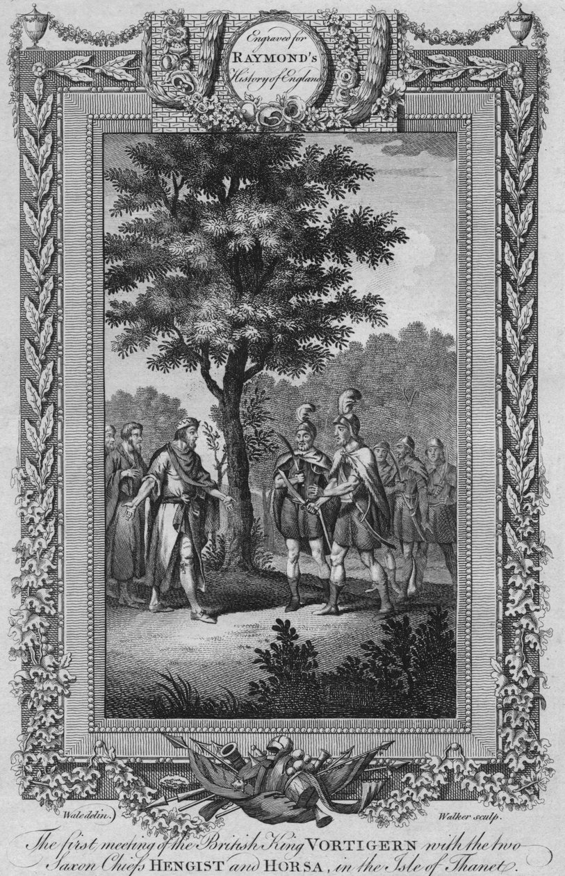 Vortigern brit király első találkozása Hengist és Horsa szász főnökökkel, 1787 alkotó: Unbekannt