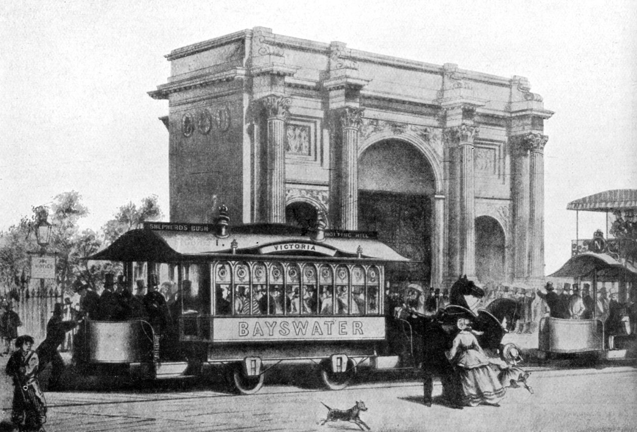 Az első villamosok Londonban, 1861, c1920 alkotó: Unbekannt