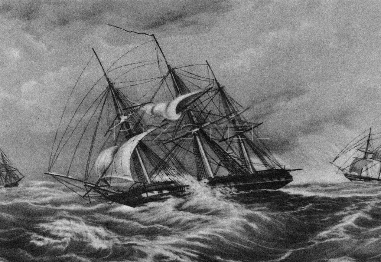 A Kreiser fregatt és a sloop Ladoga Amerika partjainál, 1900-1910-es évek alkotó: Unbekannt
