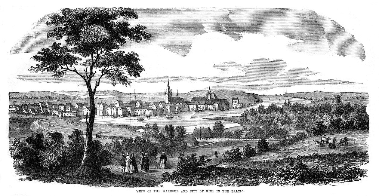 Kiel kikötője és városa, Észak-Németország, 1855 alkotó: Unbekannt