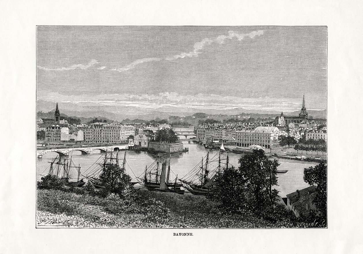 A kikötő Bayonne-ban, Franciaországban, 1879 alkotó: Unbekannt