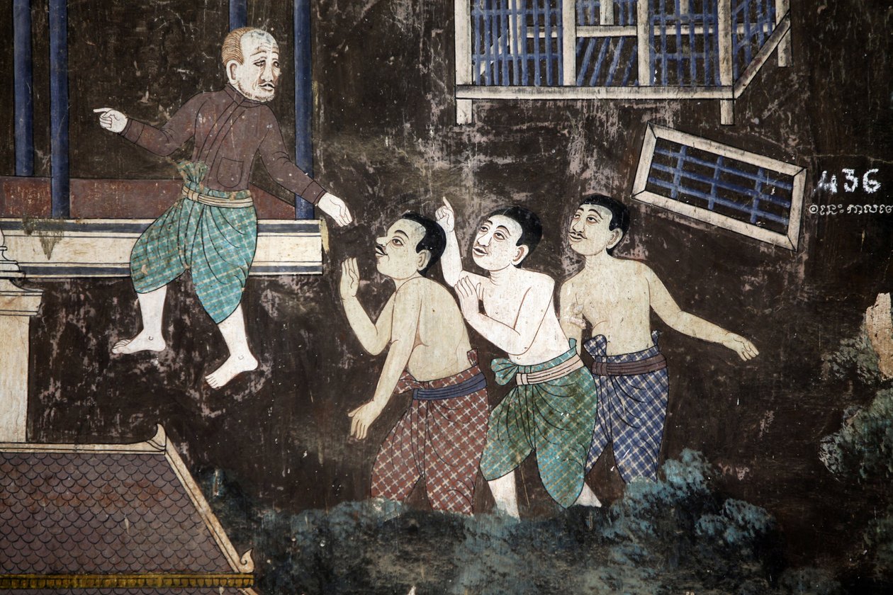 Az ezüst pagoda összetett falainak belsejét a Reamker történetét ábrázoló falfestmények borítják, azaz a klasszikus indiai eposz, a Ramayana khmer változata. A falfestmények egyes részei elhasználódtak, és az időjárás károsodott. A falfestmények p alkotó: Unbekannt