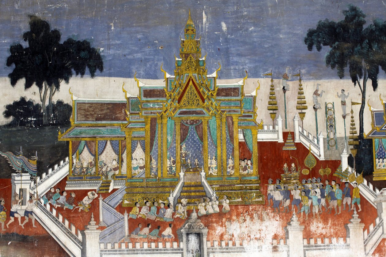 Az ezüst pagoda összetett falainak belsejét a Reamker történetét ábrázoló falfestmények borítják, azaz a klasszikus indiai eposz, a Ramayana khmer változata. A falfestmények egyes részei elhasználódtak, és az időjárás károsodott. A falfestmények p alkotó: Unbekannt