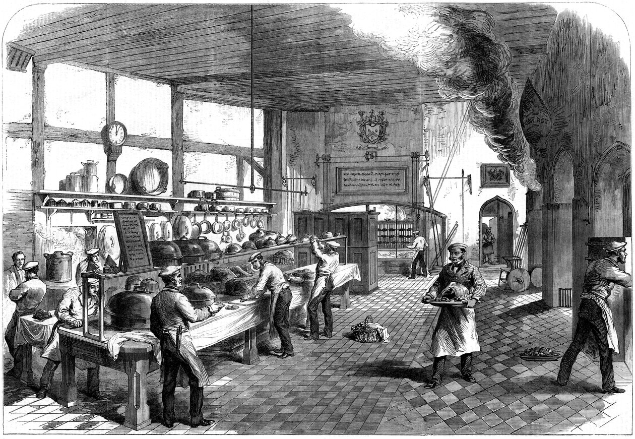 A konyha a Charterhouse Schoolban, Godalming, Surrey, 1867 alkotó: Unbekannt