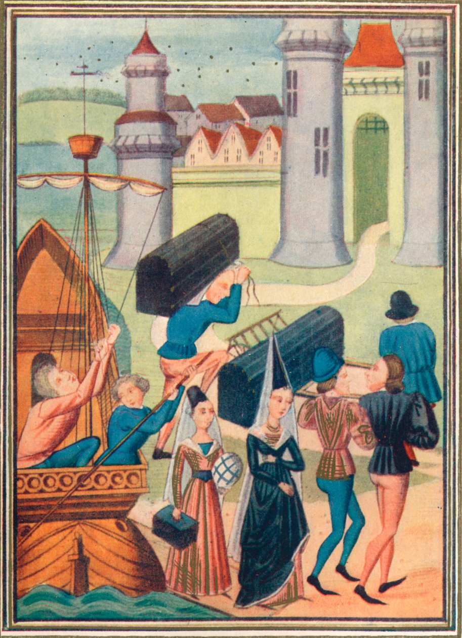 Lady de Coucy partraszállása Boulogne-ban, 1399 1905 alkotó: Unbekannt
