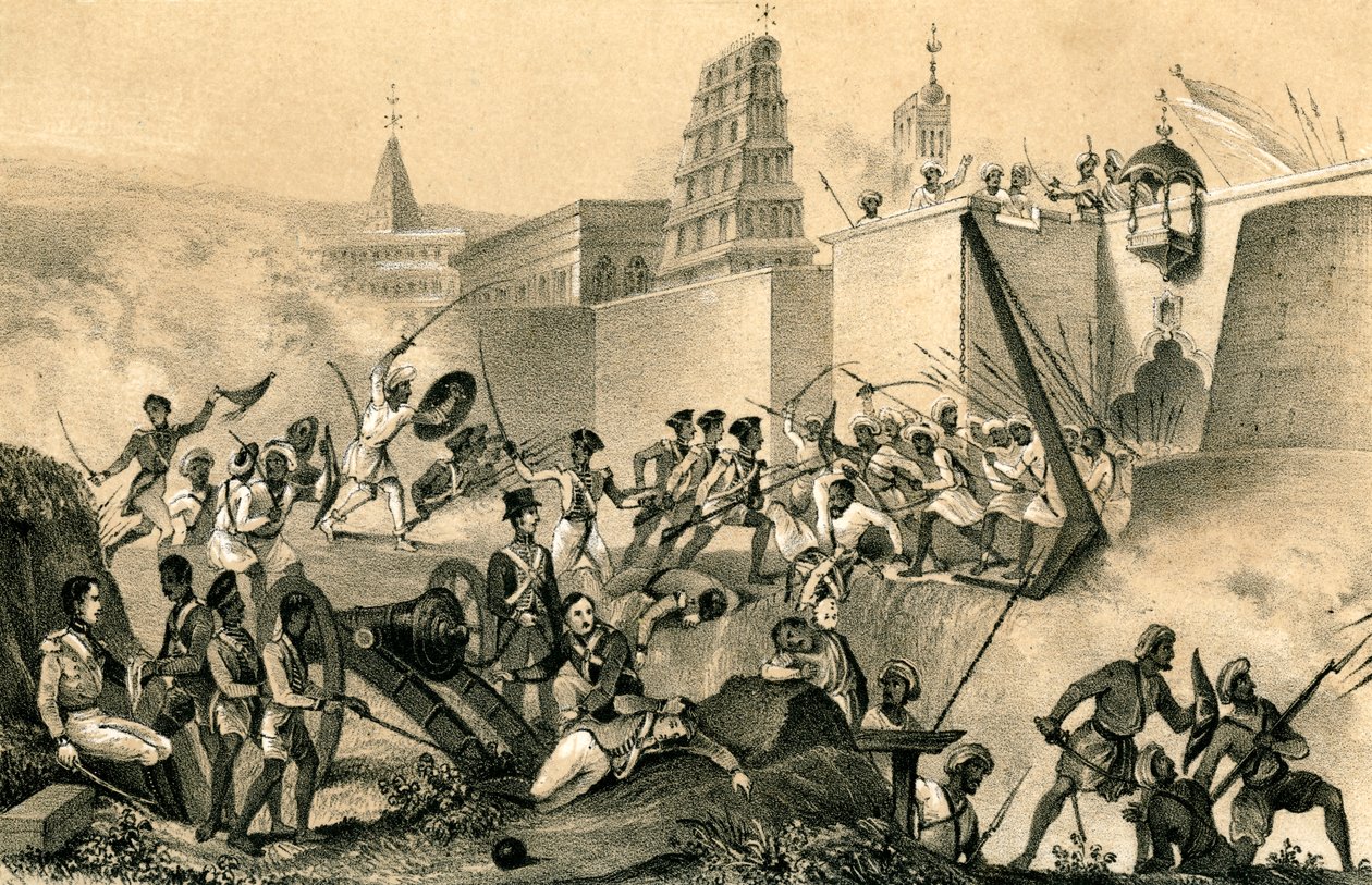 Tippoo Saib utolsó próbálkozása Szeringapatamban, 1799, 1847 alkotó: Unbekannt