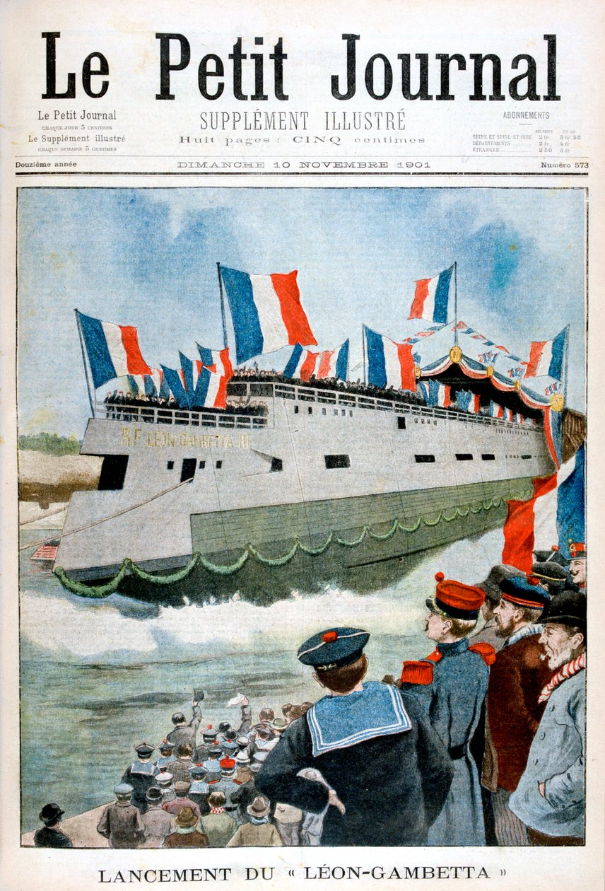 A Leon Gambetta páncélos cirkáló vízre bocsátása, Franciaország, 1901 alkotó: Unbekannt