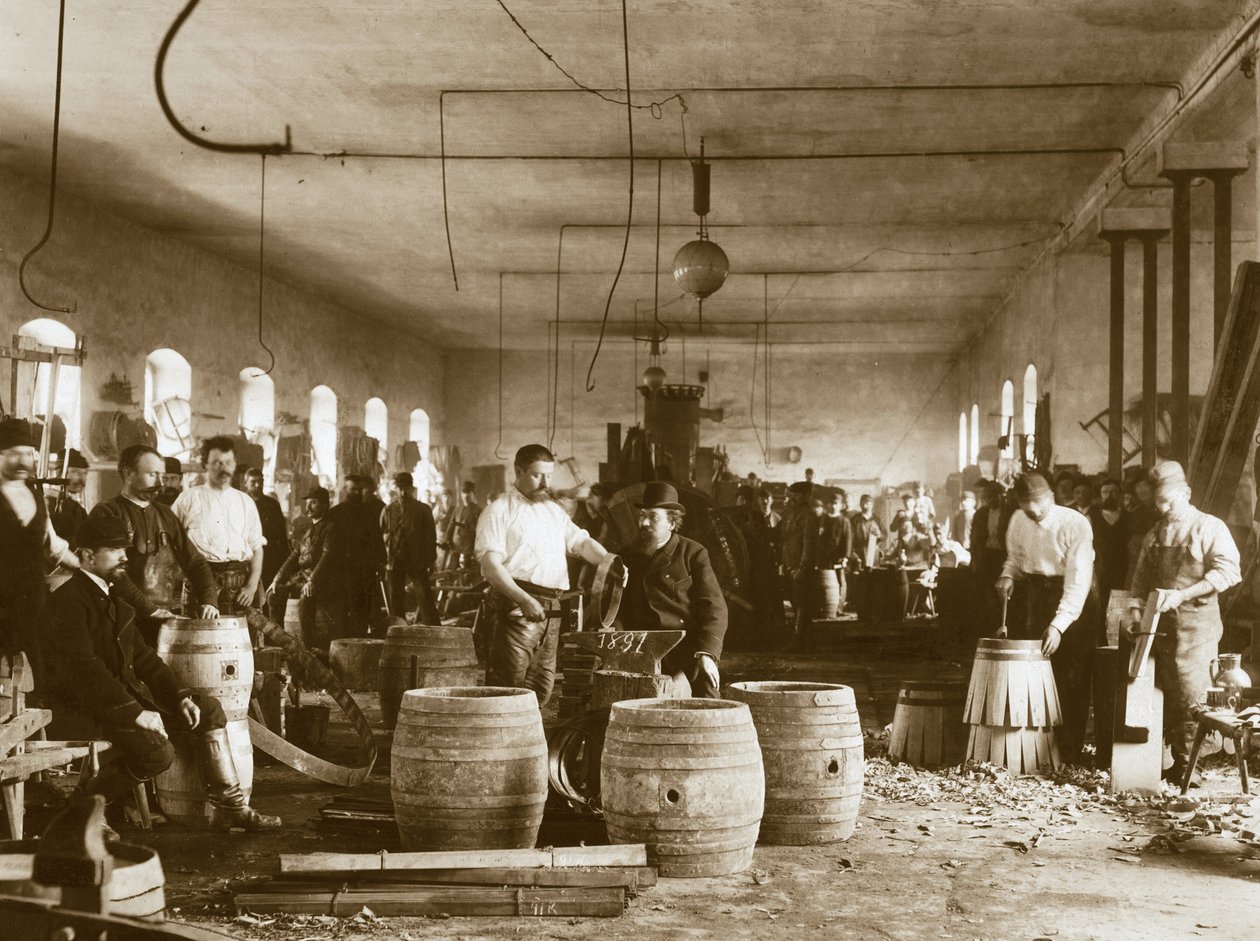 Fa söröshordók gyártása Pilsenben, 1880-as évek alkotó: Unbekannt