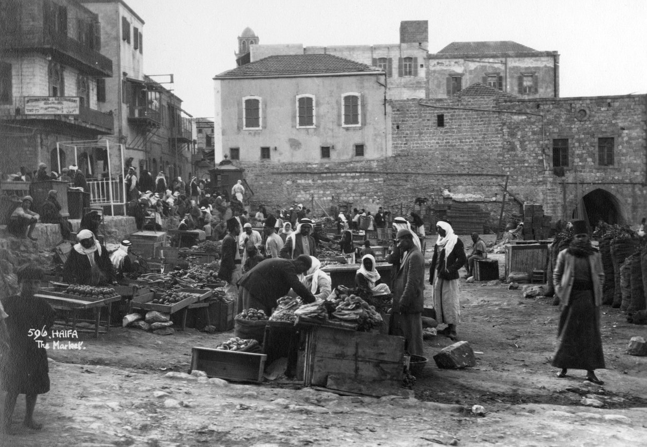 A piac, Haifa, Palesztina, 1920-c1930-as évek alkotó: Unbekannt