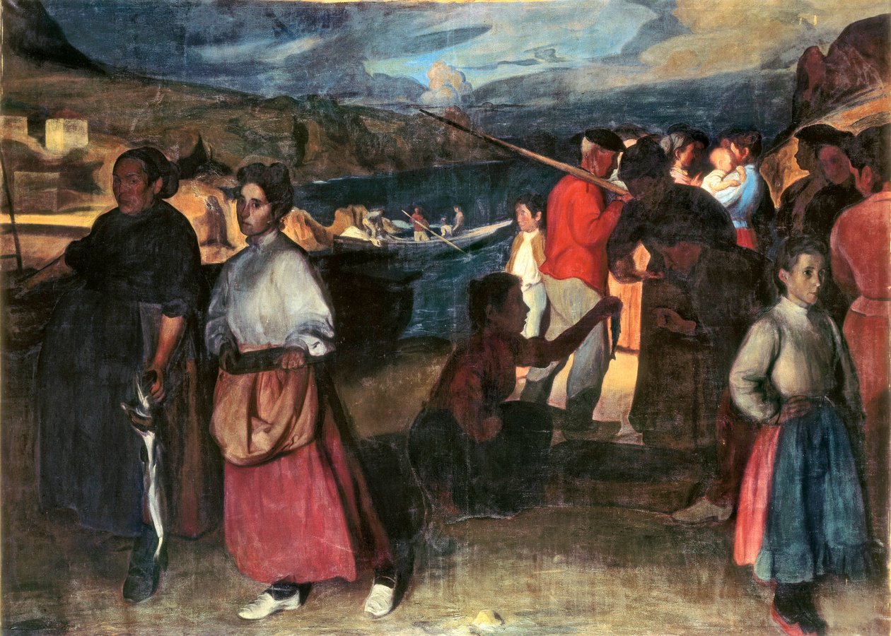 "A szardínia kereskedője" Angel Larroque Echevarria festménye (1874-1961) Olaj, vászon. alkotó: Unbekannt