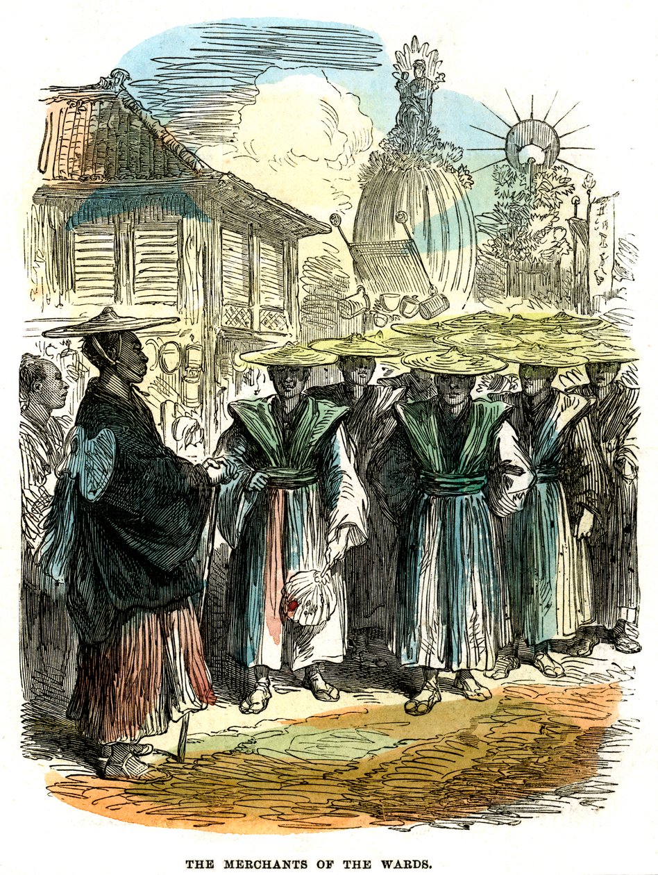 Az osztály kereskedői, újévi felvonulás Jokohamában, Japánban, 1872 alkotó: Unbekannt