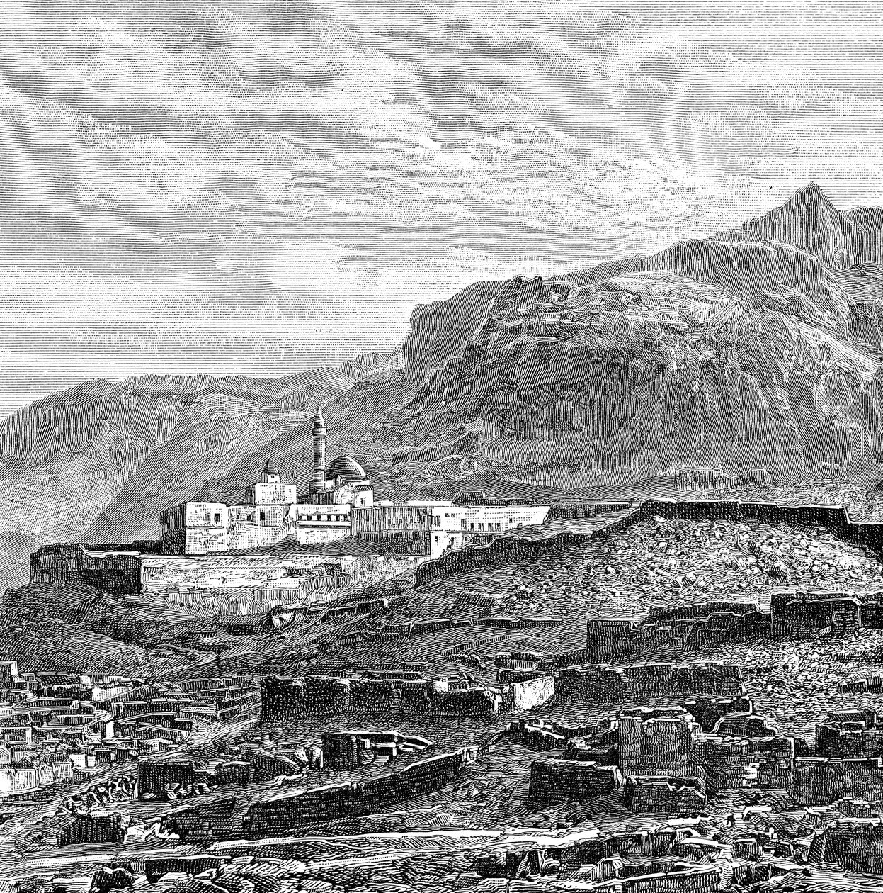 A mecset és a Bayazid Dogubayazit romos negyede, Törökország, 1895 alkotó: Unbekannt