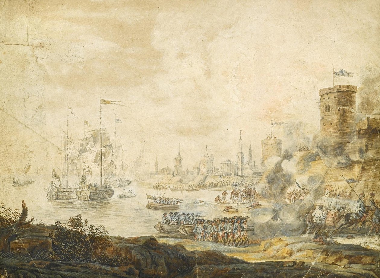 A chesmai tengeri csata 1770. július 5-én, 18. század alkotó: Unbekannt