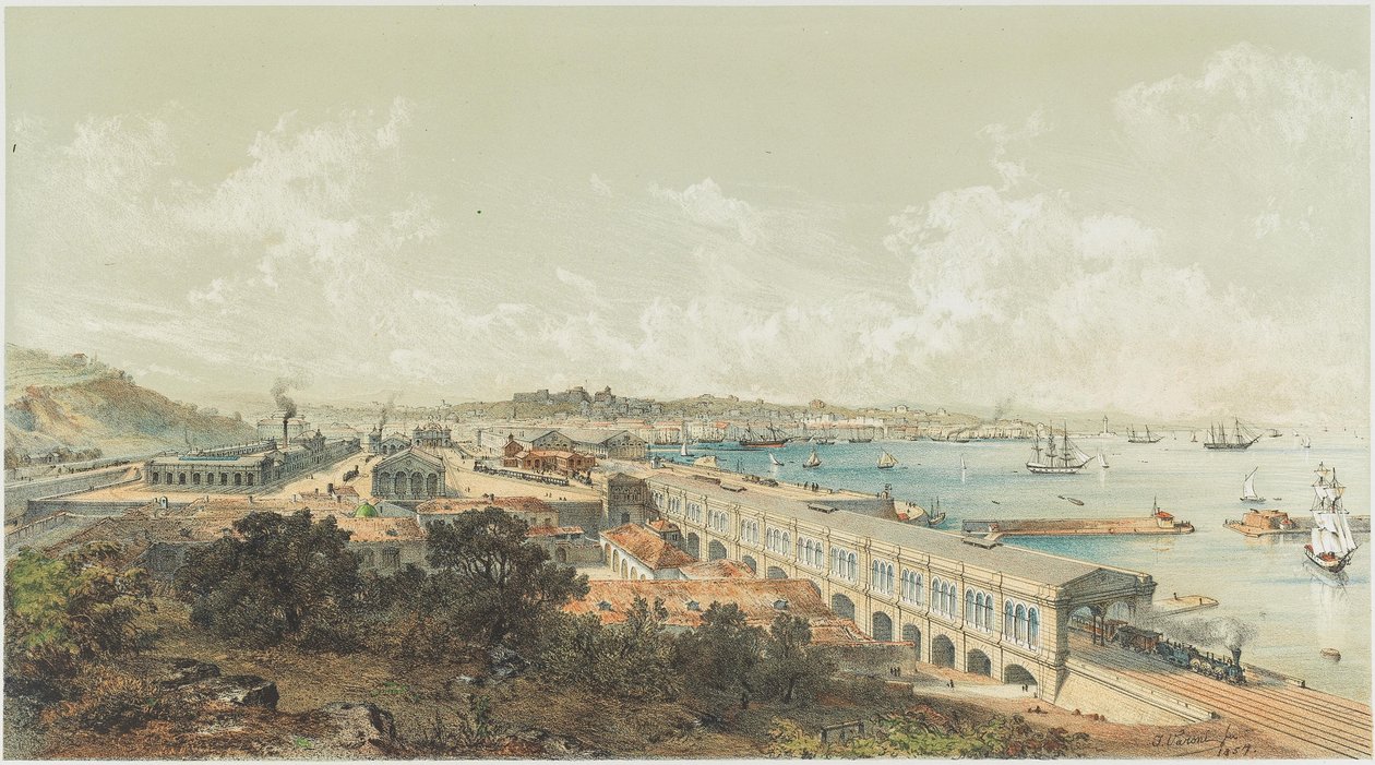 A Ljubljanából Triesztbe tartó államvasút megnyitása 1857. július 27-én. alkotó: Unbekannt