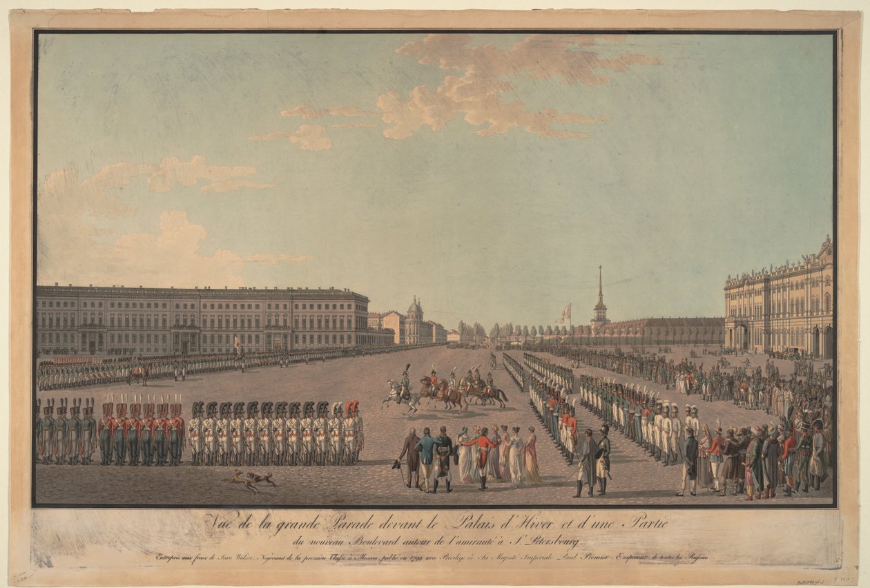 Felvonulás a szentpétervári Téli Palota előtt, 1799 alkotó: Unbekannt