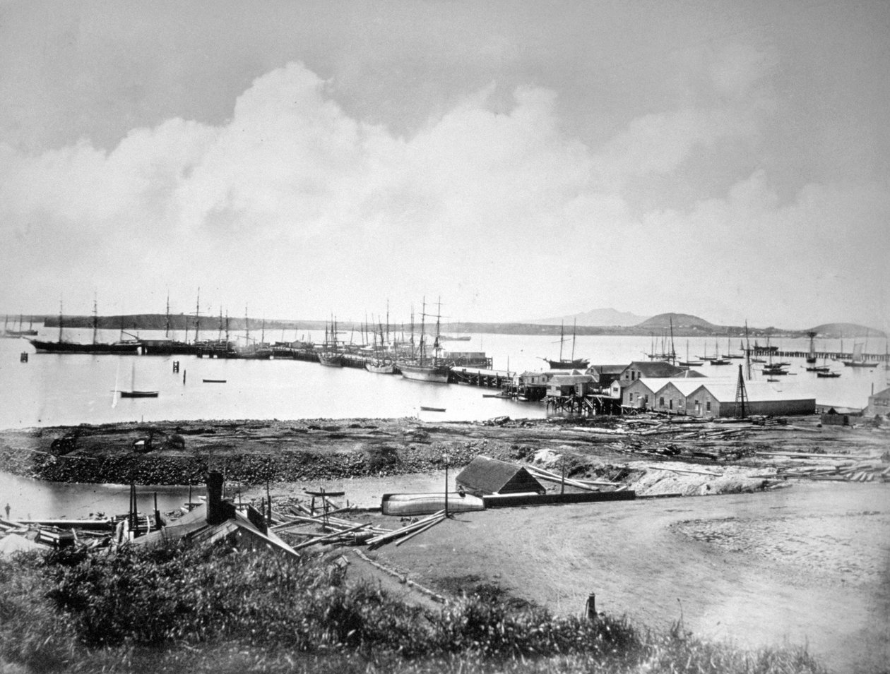 A kikötő, Auckland, Új-Zéland, 1870-1880 alkotó: Unbekannt