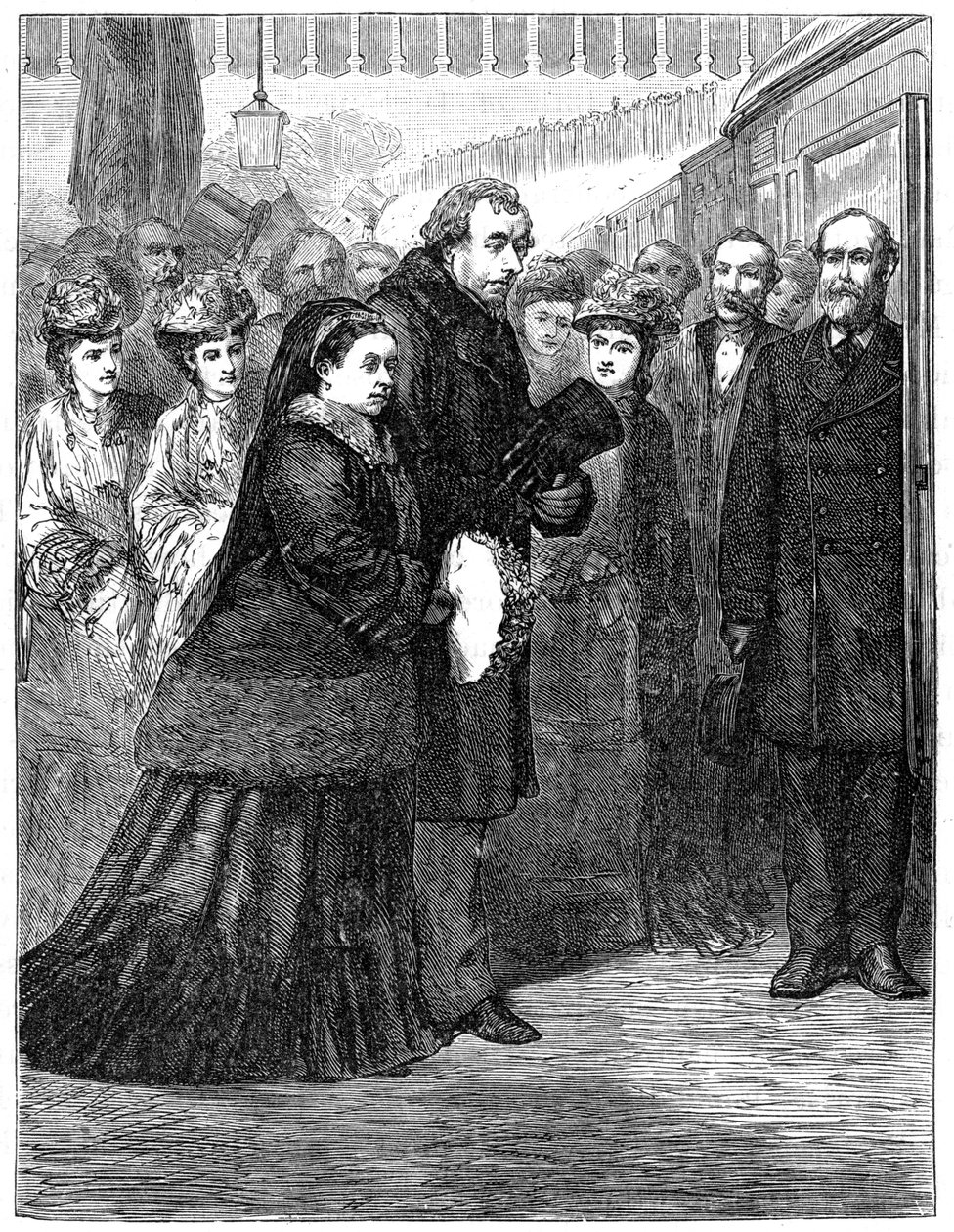 A királynő a High Wycombe pályaudvaron Hughendenben tett látogatása során, 19. század végén, 1900 alkotó: Unbekannt