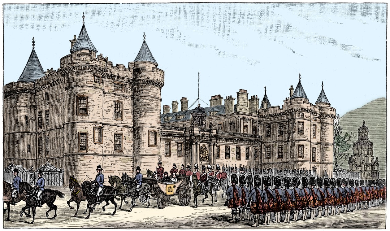 A királynő elhagyja a Holyrood-palotát, Edinburgh, 1886, 1900 alkotó: Unbekannt