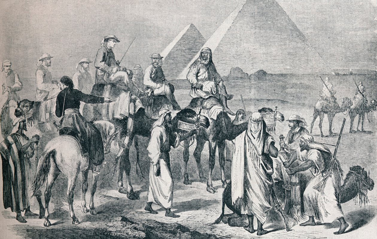 A királyi csapat elhagyja a gízai tábort, Egyiptom, c1861 1910 alkotó: Unbekannt