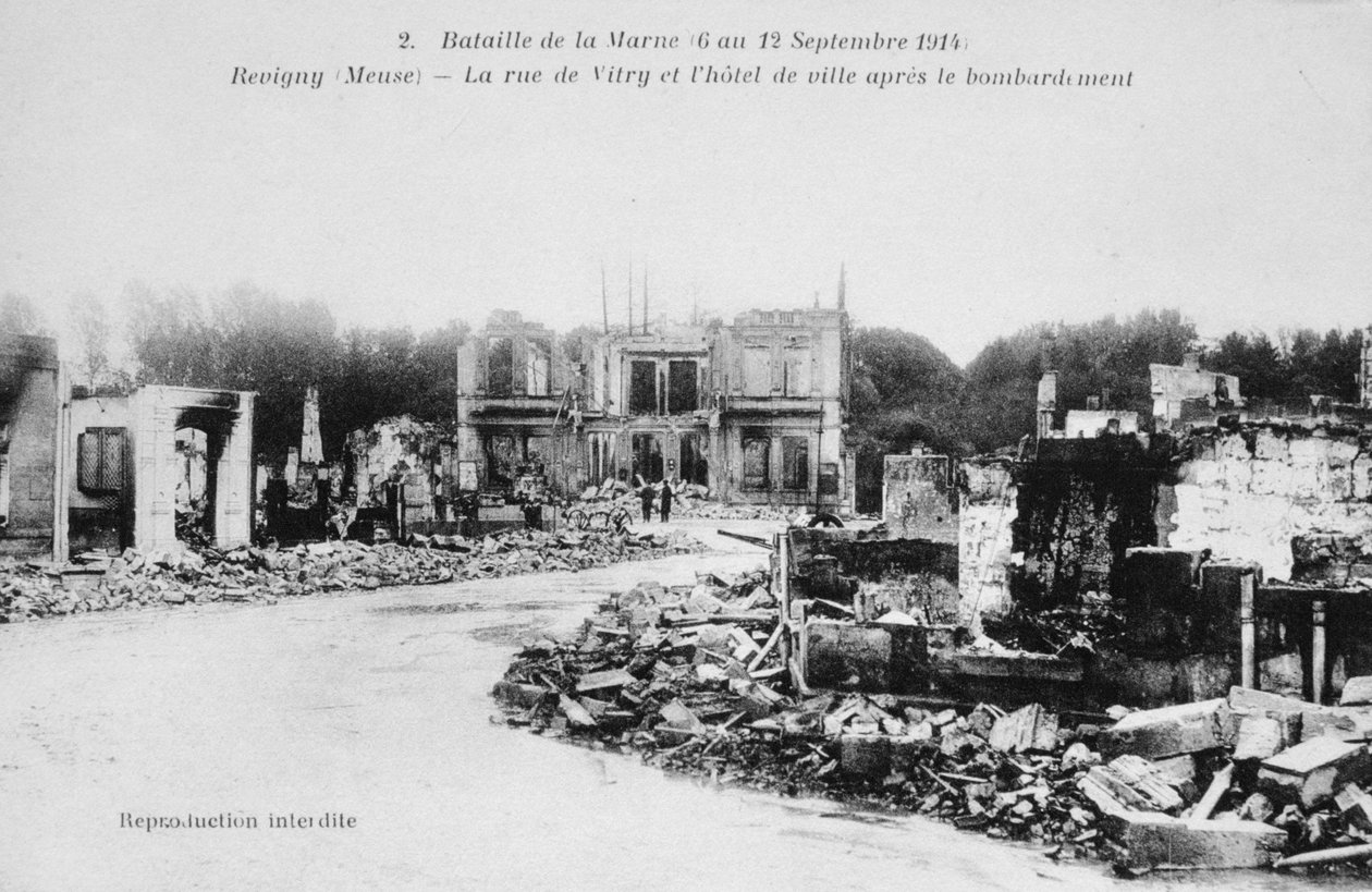 Revigny romjai, Franciaország, Marne-i csata, I. világháború, 1914 alkotó: Unbekannt
