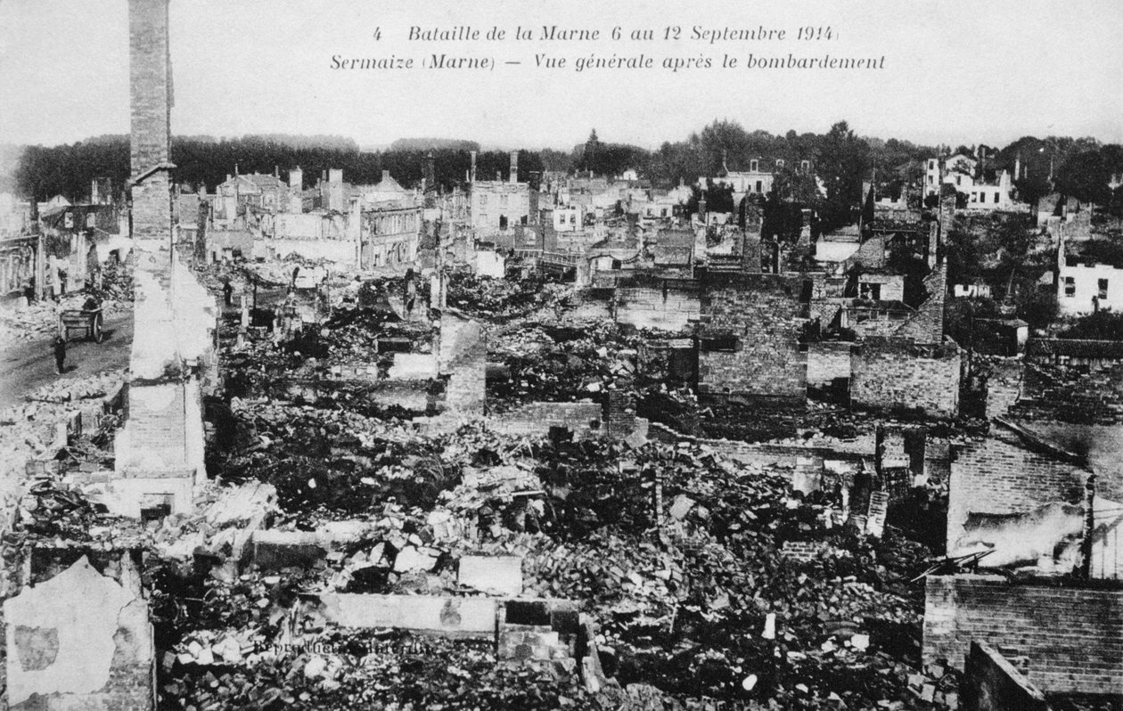 Sermaize-Les-Bains romjai, Franciaország, Marne-i csata, I. világháború, 1914 alkotó: Unbekannt