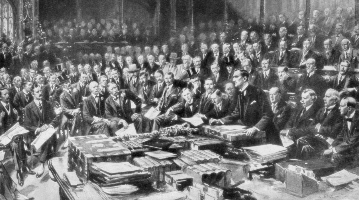 Jelenet a londoni Westminster alsóházában, 1914. augusztus 3 alkotó: Unbekannt