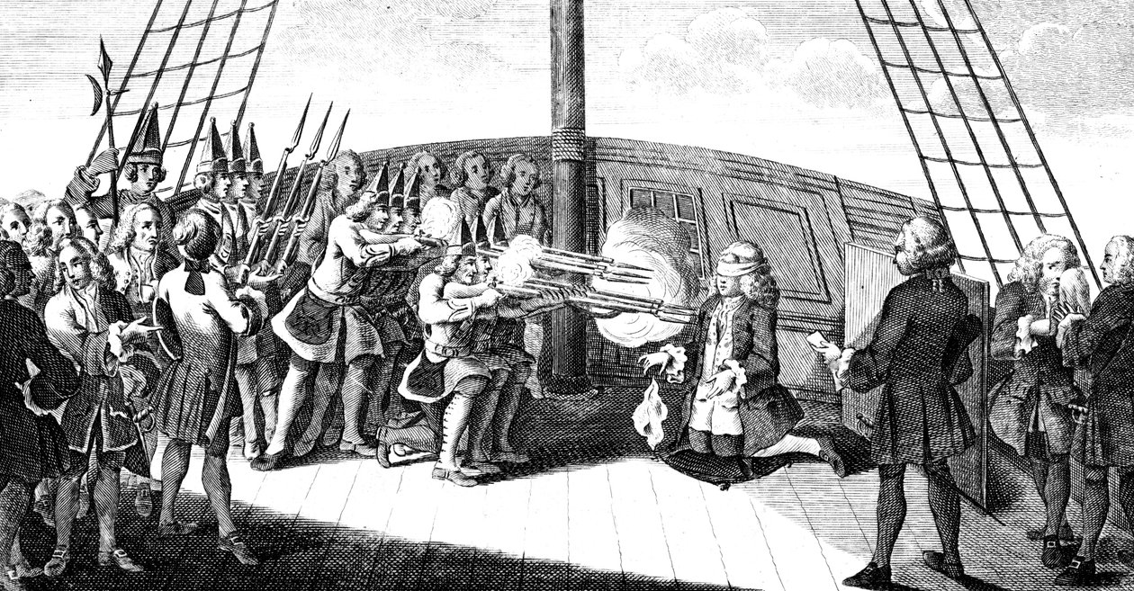 Byng admirális lövöldözése a Monarque fedélzetén, 1757 alkotó: Unbekannt