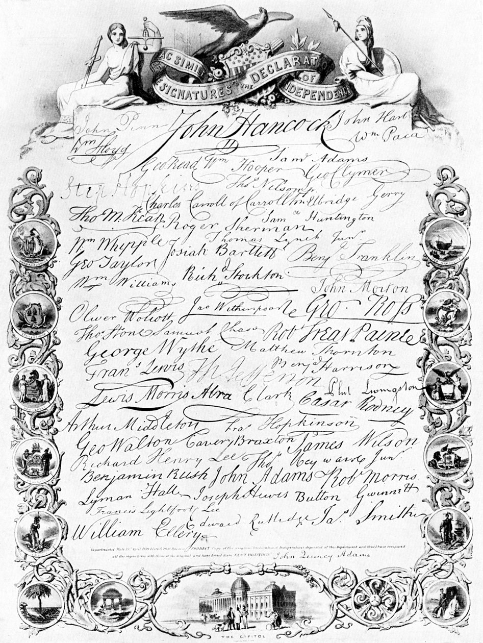 Az Amerikai Függetlenségi Nyilatkozat aláírásai, c1776, c1920 alkotó: Unbekannt