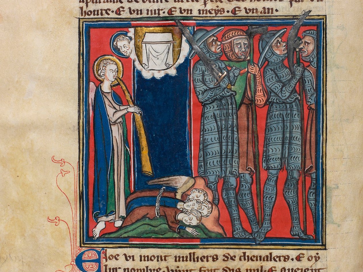 A hatodik angyal megfújta a trombitáját... Miniatűr: Apocalypse de saint Jean, 1320 körül. alkotó: Unbekannt