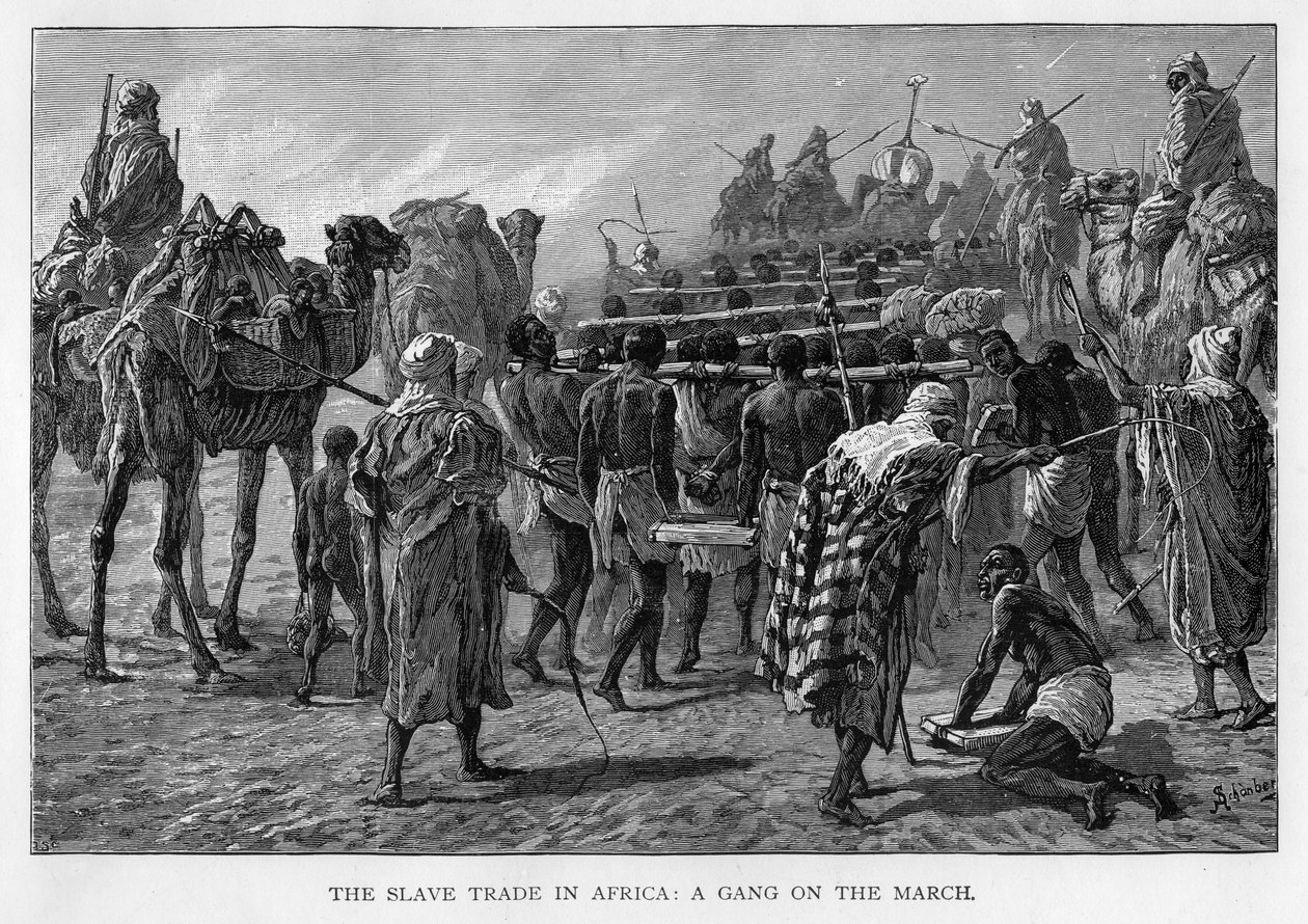 A rabszolga-kereskedelem Afrikában: egy banda menet közben, 1875 alkotó: Unbekannt