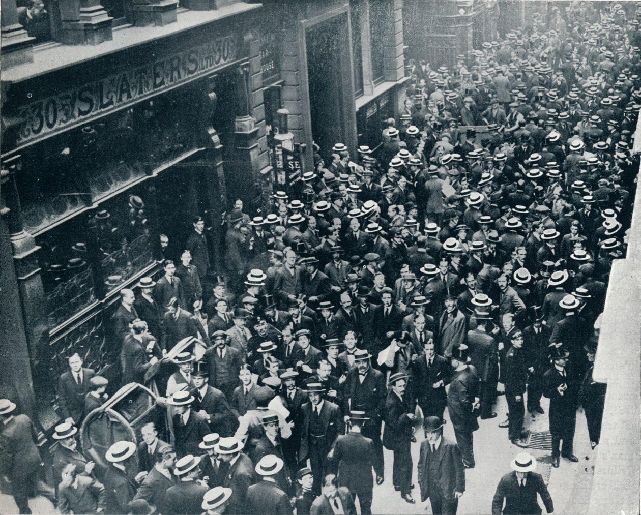 A háborús válság a városban: A londoni tőzsde bezárása, 1914 alkotó: Unbekannt