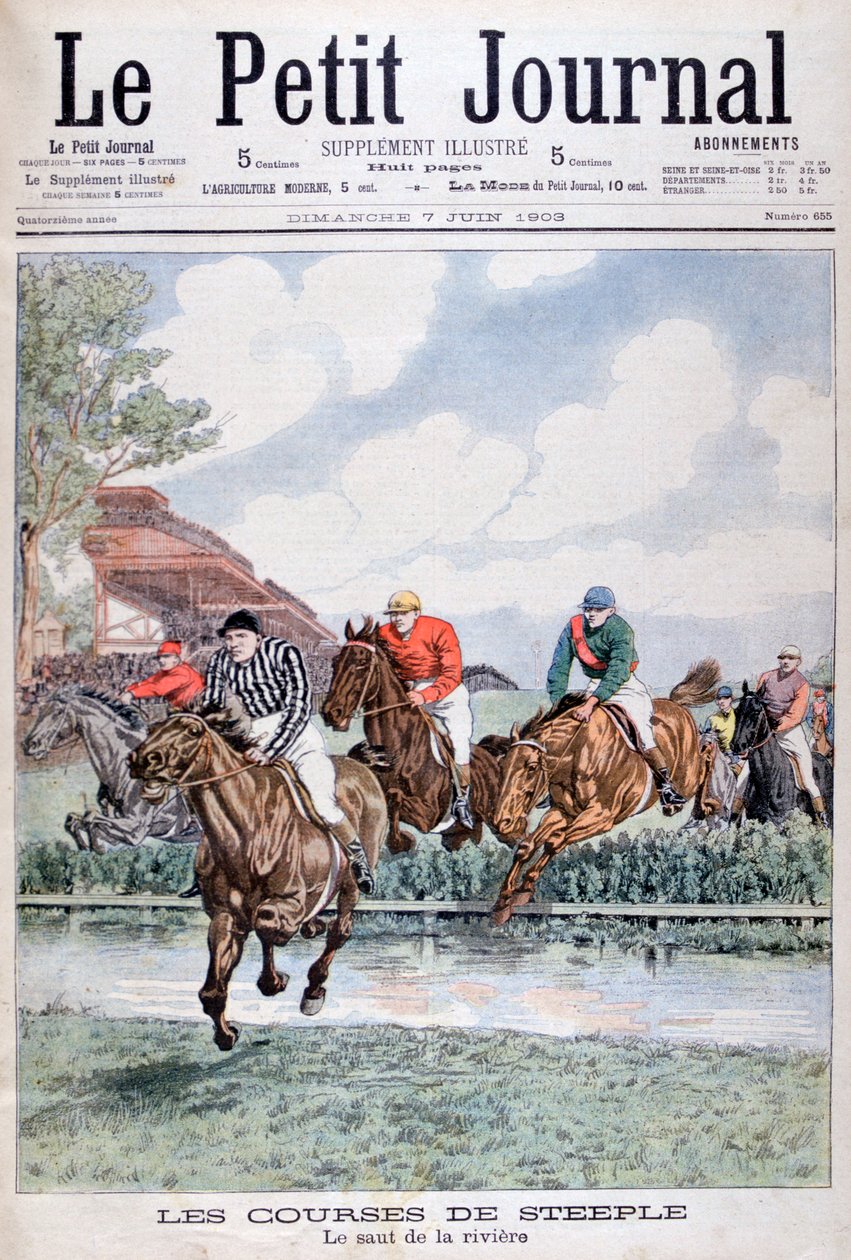 A vízugrás az akadályversenyen, Auteuil, 1903 alkotó: Unbekannt